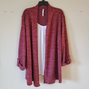NY Collection Burgundy Plus Long Sleeve Cardigan SZ 3X